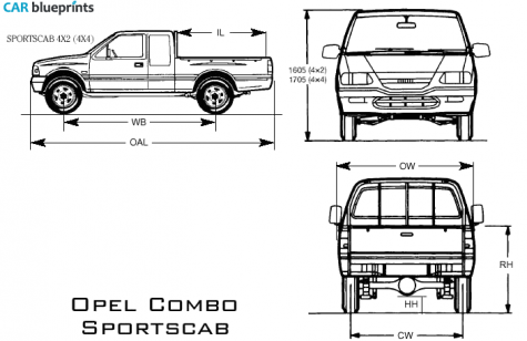 Opel Campo Pick-up blueprint