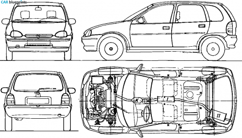 1994 Opel Corsa B Wagon blueprint