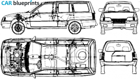 1984 Opel Kadett E Caravan Wagon blueprint