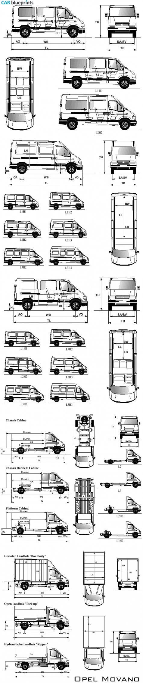 2006 Opel Movano Bus blueprint