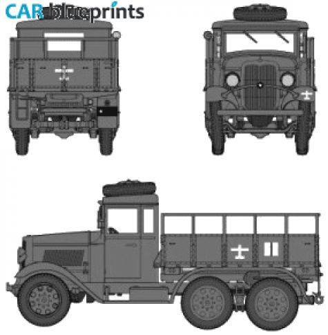 Other Ija Type-94 6-wheel Cargo Carrier Canvas Hardtop Truck blueprint