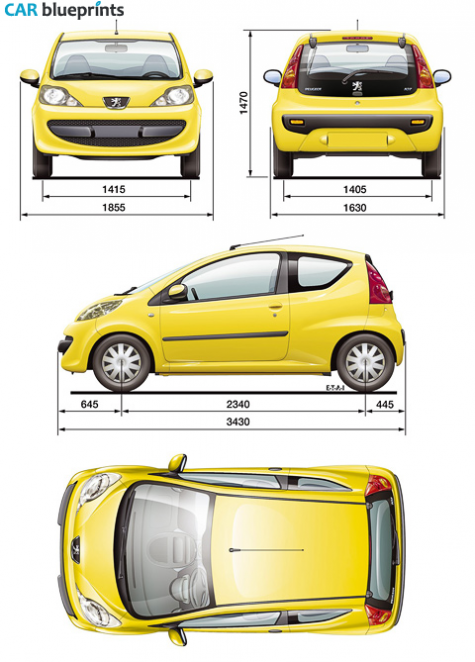 2005 Peugeot 107 Hatchback blueprint