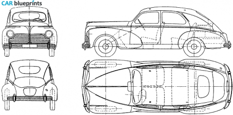 1950 Peugeot 203 Berline Sedan blueprint