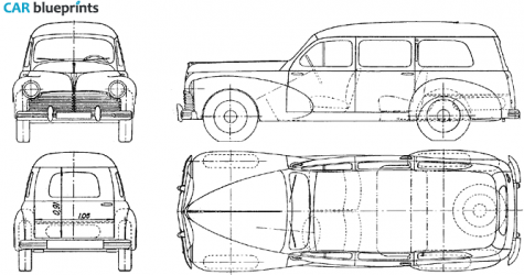 1950 Peugeot 203u Commerciale Wagon blueprint