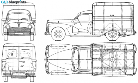 1950 Peugeot 203u Fourgon Wagon blueprint