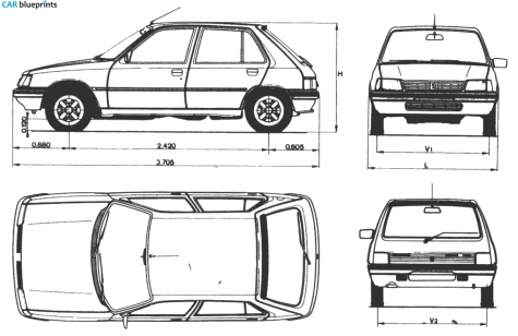 1983 Peugeot 205 5-door Hatchback blueprint