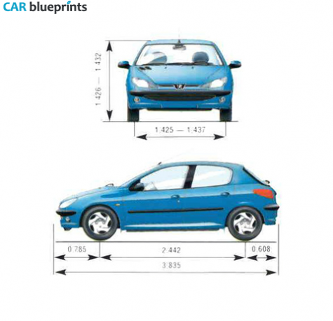 2006 Peugeot 206 Sedan blueprint