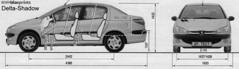 2007 Peugeot 206 Sedan blueprint