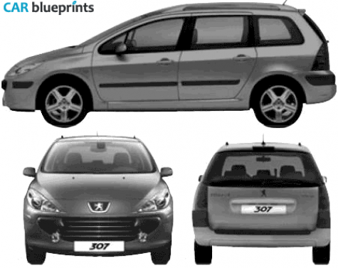 2006 Peugeot 307 SW Break Wagon blueprint