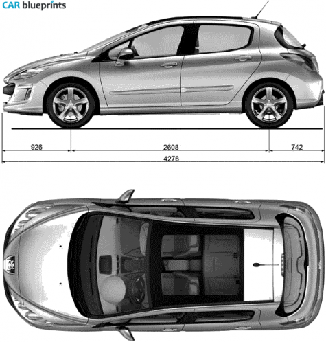 2008 Peugeot 308 Hatchback blueprint