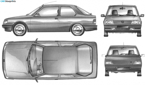 1986 Peugeot 309 3-door Hatchback blueprint