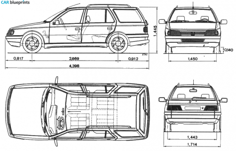 1963 Peugeot 405 Break Wagon blueprint