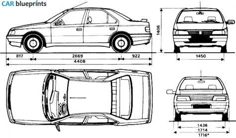 1995 Peugeot 406 Sedan blueprint