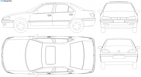 2000 Peugeot 406 Sedan blueprint