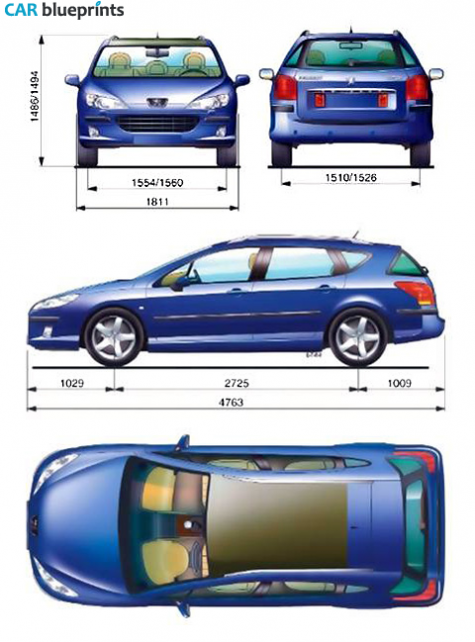 2005 Peugeot 407 SW Wagon blueprint