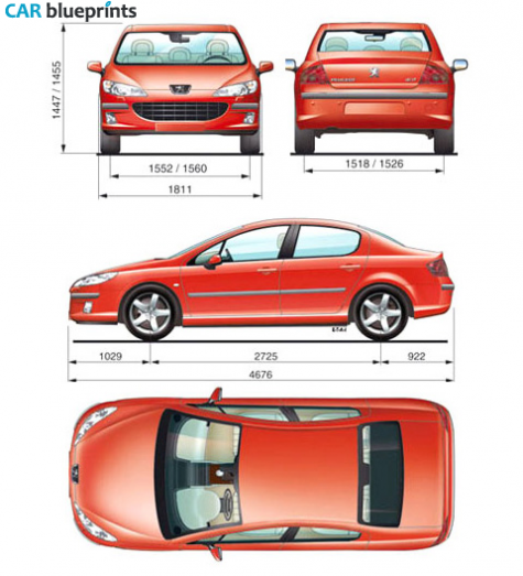 2004 Peugeot 407 Sedan blueprint