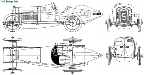 1914 Peugeot 5.5 Litre Grand Prix OW blueprint