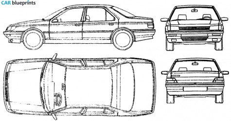 1988 Peugeot 605 Sedan blueprint