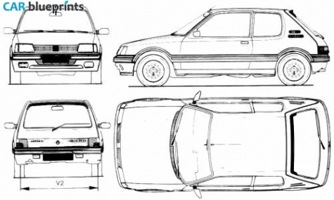 1991 Peugeot 205 GTi 1.9 Hatchback blueprint