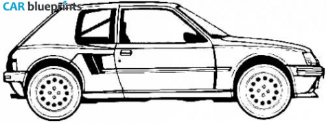 1986 Peugeot 205 Turbo 16 Hatchback blueprint