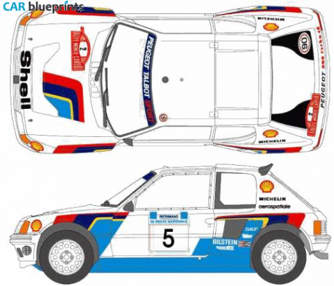 1985 Peugeot 205 Turbo 16 Hatchback blueprint