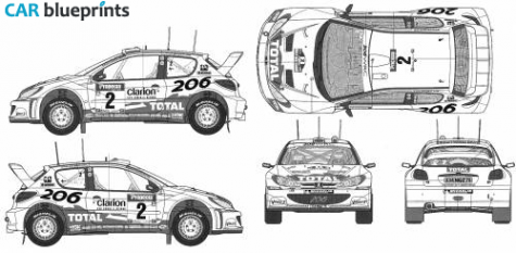 2002 Peugeot 206 WRC Hatchback blueprint