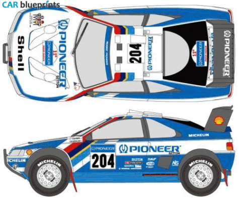 1989 Peugeot 405 Turbo 16 Coupe blueprint