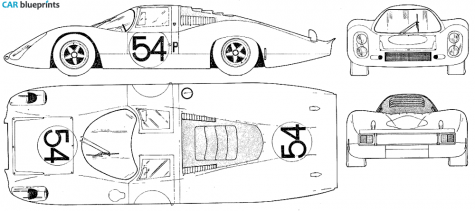 1967 Porsche 907 Langheck Coupe blueprint