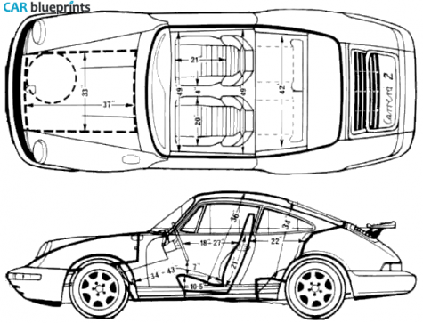 1989 Porsche 911 (964) Carrera 4 Coupe blueprint