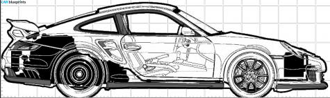 2008 Porsche 911 (997) GT2 Coupe blueprint