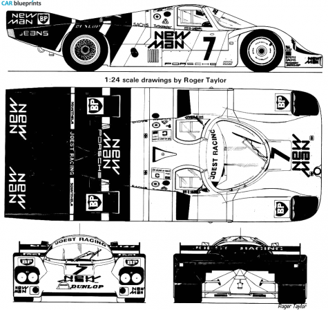 1984 Porsche 956B Joest-New Man Racing Coupe blueprint