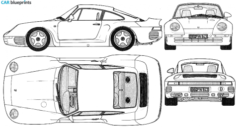 1986 Porsche 959 Coupe blueprint