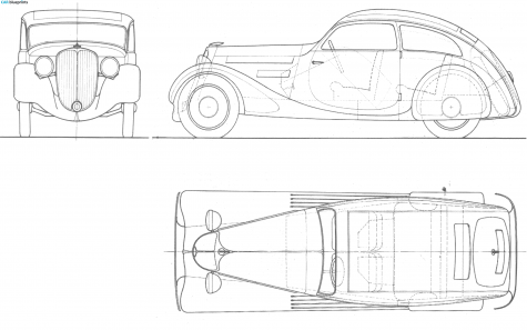 1947 Porsche Wanderer-Reutter Coupe blueprint