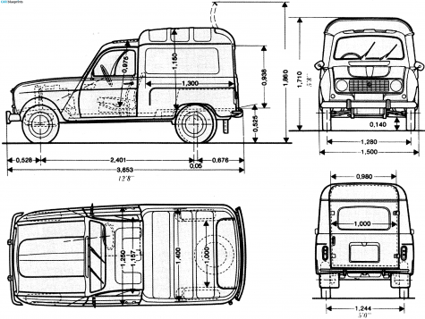 1961 Renault 4f Van blueprint