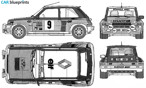 1966 Renault 5 Turbo Rally Hatchback blueprint