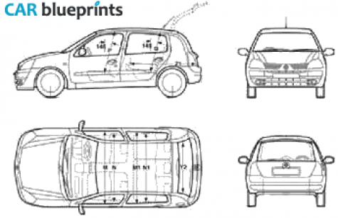 2004 Renault Clio II 5-door Hatchback blueprint