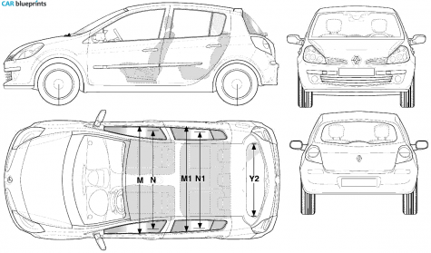 2006 Renault Clio III 5-door Hatchback blueprint