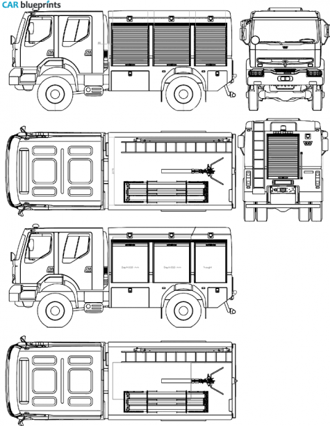 Renault Kerax Fire Engine Truck blueprint