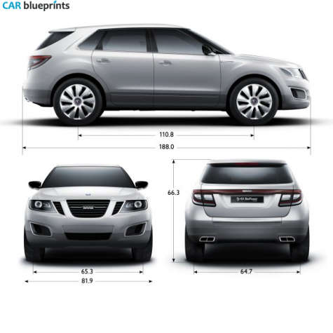 2011 Saab 9-4X SUV blueprint