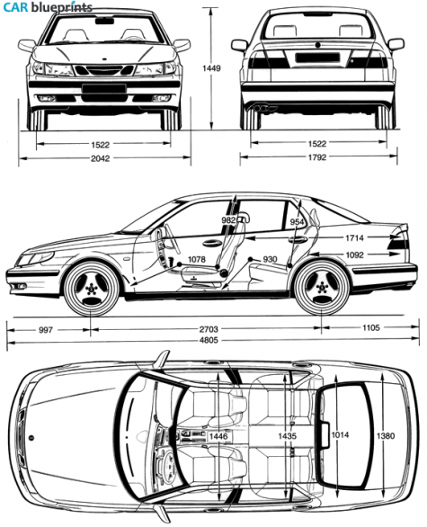 1998 Saab 9-5 Sedan blueprint