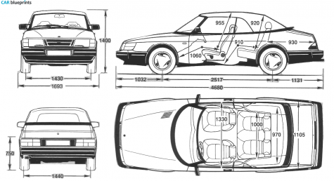 1991 Saab 900 Cabriolet blueprint