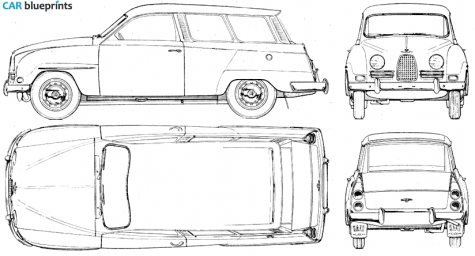 1960 Saab 95 Wagon blueprint