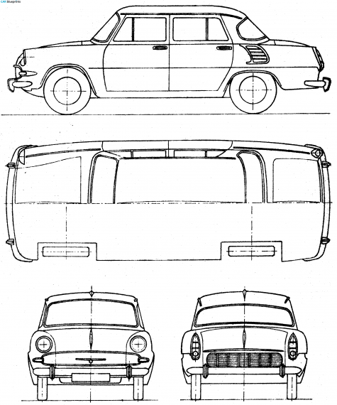 1964 Skoda MB1000 Sedan blueprint