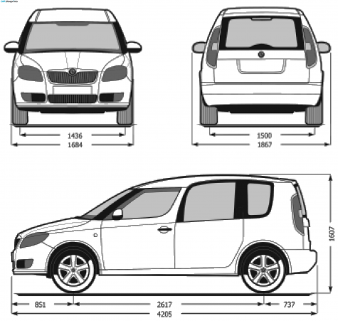 2007 Skoda Roomster Minivan blueprint