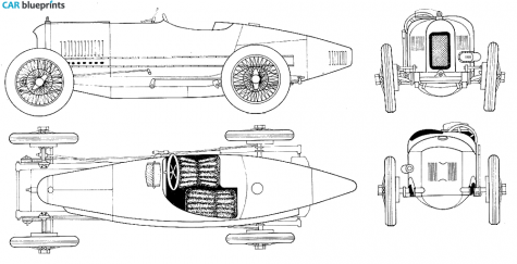 1923 Sunbeam GP Coupe blueprint