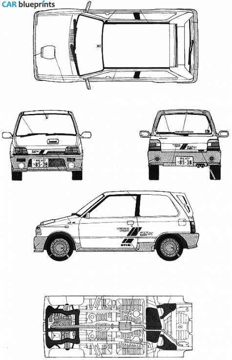 1987 Suzuki Alto Works RS X Hatchback blueprint