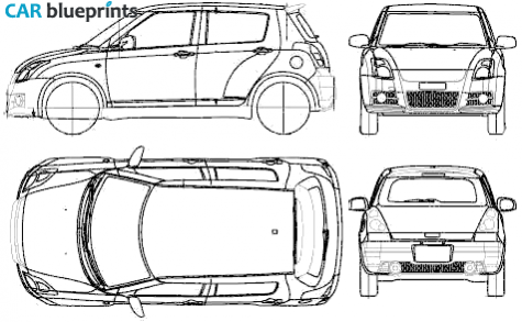 2005 Suzuki Swift 5-door Microvan blueprint