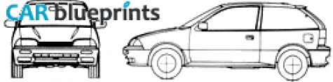 1989 Suzuki Swift MK2 3-door Sedan blueprint