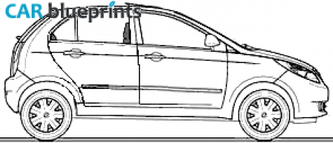 2009 Tata Indica Vista Quadrajet Aura Hatchback blueprint