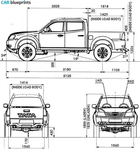 2006 Tata Xenon Pick-up blueprint